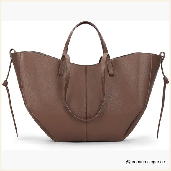 Large Faux Leather Tote Bag with Magnetic Closure for Work & Travel